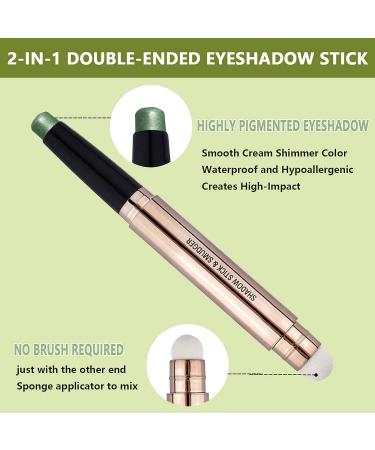 Green Shimmer Eyeshadow Stick | Creamy, Waterproof & Long Lasting | Hypoallergenic Highlighter Eye Liner Pen for High-Impact Eyes - Buy Online on GoSupps.com