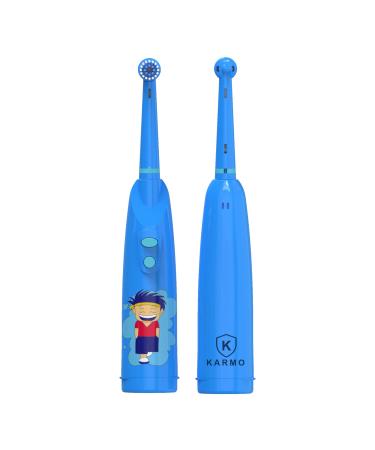 Karmo Kids Electric Toothbrush Battery Powered Electric Toothbrush for Kids Age 3-12. Children's Power toothbrushes (Blue) Blue 1 count (Pack of 1)