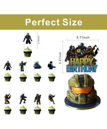 25pcs The Master Chief Decorations with 1pcs Cake Topper 24pcs Cupcake Toppers for Kids Birthday Party Supplies - Buy Online on GoSupps.com