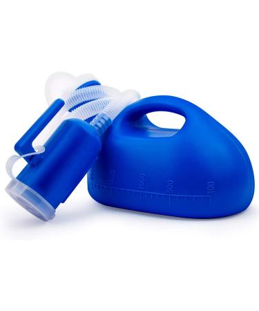 SMAZINSTAR Portable Urinal for Men | 2000ml Spill Proof Anti-Overflow Reusable Male Pee Bottle with Long Tube and Lid for Camping | Blue - Buy Online on GoSupps.com