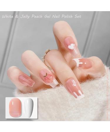Gel Nail Polish Set Jelly Nude & White French Manicure Kit Soak Off UV/LED Gel Nail Varnish Sheer Nude Gel Nail Polish With White Nail Liner Painted Gel Polish for Nail Art DIY - Buy Online on GoSupps.com
