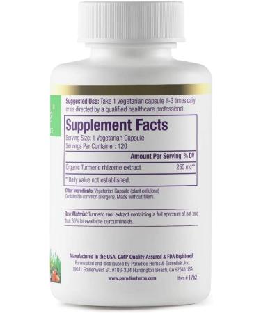 Buy Paradise Herbs Turmeric 120 Veg Capsules | Organic Anti-Inflammatory Supplement - Buy Online on GoSupps.com