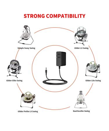 MEROM 5V Graco Swing Power Cord | Charger Replacement for Simple Sway, Glider LX, Elite, Premier, Lite, Petite LX, Sweetpeace, DuetSoothe, DuetConnect LX - Black - Buy Online on GoSupps.com