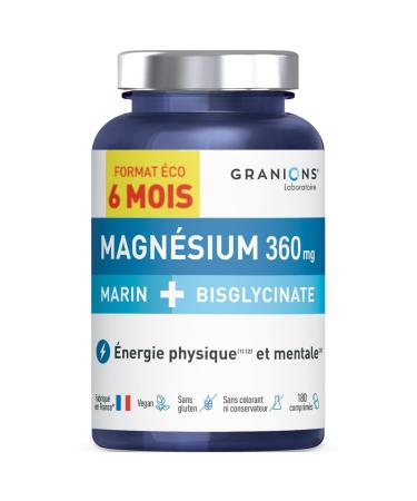 GRANIONS - Magnesium Bisglycinate + Marine Magnesium - 6 MONTH FORMAT | Marine Magnesium + Magnesium Bisglycinate + Vitamin B6