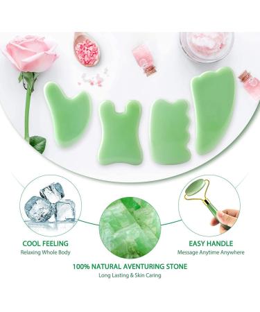 4 Pack Jade Gua Sha Tool Set - Facial and Body Scraping Boards for Acupuncture Therapy and Trigger Point Treatment - Yellow - Buy Online on GoSupps.com