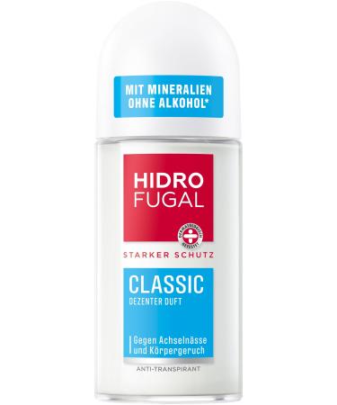 Hidrofugal Classic Roll-on powerful protection with minerals and discreet fragrance deodorant without ethyl alcohol for reliable protection (50 ml)
