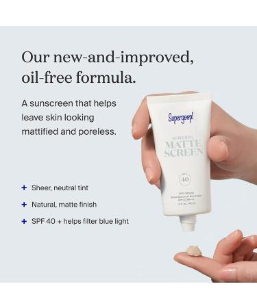 Supergoop! Mineral Mattescreen SPF 40 - 45 mL | Oil-Free Mineral Sunscreen - Smooths Skin, Minimizes Pores, Controls Shine - Buy Online on GoSupps.com