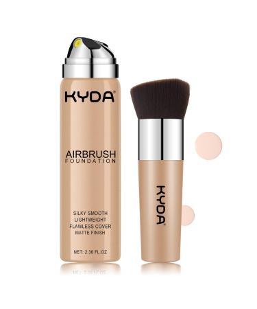 KYDA AirBrush Foundation Spray Silky Foundation Makeup High Coverage Smooth Creamy Finish Lasting Lightweight Breathable Moisturizing Makeup Primer by Ownest Beauty-#112 Natural Ivory