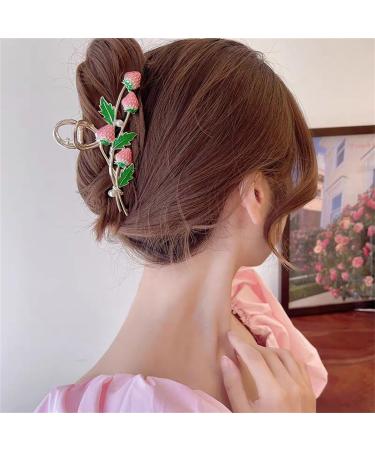 yangzerang Strawberry Hair Clips Claw Metal Strawberry Hair Claw Large Hair Clips for Women Hair Holder Jaw Clamps Nonslip Hair Grips Barrette for Girls Barrette Hair Accessories Gold Tone - Buy Online on GoSupps.com