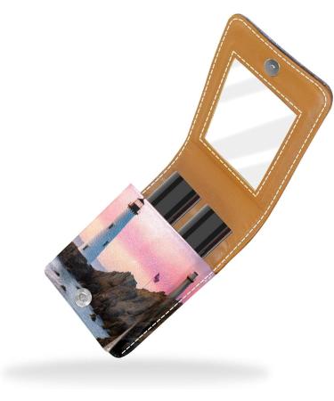 Travel Lipstick Organizer Case | Portable Makeup Bag with Mirror | White Lighthouse Pink Sky - Z910v0paao - Buy Online on GoSupps.com