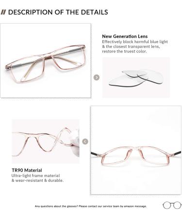 Gaoye Blue Light Blocking Glasses  Square Computer Gaming Eye-glasses Anti UV Lens Fashion Fake Frames Men Women Clear Brown Frame - Buy Online on GoSupps.com