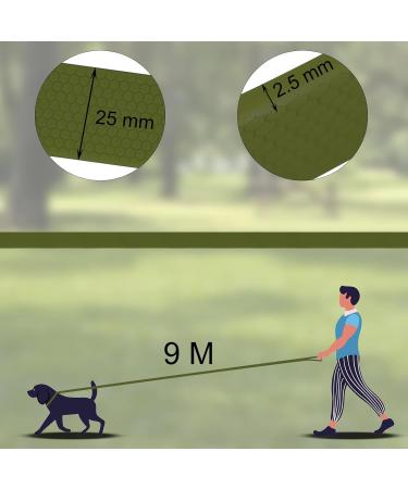 Wolfone 9m Waterproof Dog Tow Line - Dark Green Heavy Duty Recall Leash with Anti-Slip Handle for Outdoor Training - Buy Online on GoSupps.com