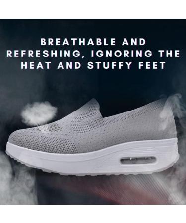 GEOBY Women's Orthopedic Slip-On Sneakers with Air Cushion Support - Blue 9.5-10 - Buy Online on GoSupps.com