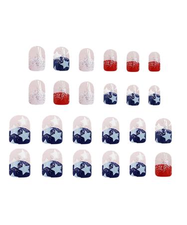 Independence Day False Nails - Stars And Stripes Designs False Nails - Patriotic Stars And Stripes Designs False Nails For Independence Day Theme