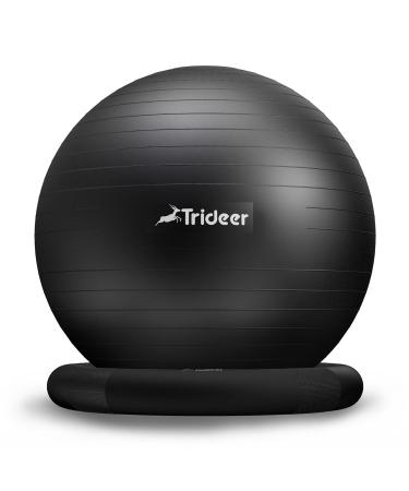 Trideer Ball Chair Yoga Ball Chair Exercise Ball Chair with Base for Home Office Desk, Stability Ball & Balance Ball Seat to Relieve Back Pain, Home Gym Workout Ball for Abs 65 cm Black