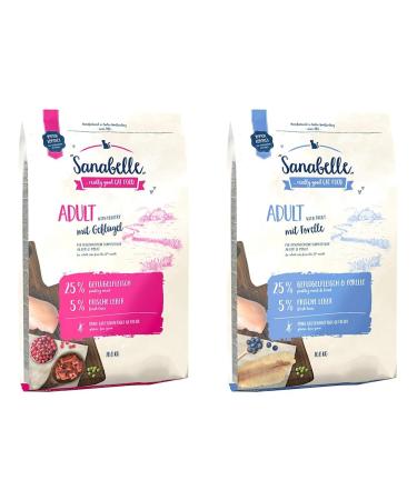 Sanabelle Adult with poultry |Drying cat food for adult cats |1 x 10 kg & adult with trout |Drying cat food for adult cats |1 x 10 kg 10 kg (1 Pack) bundle with trout cat dry food