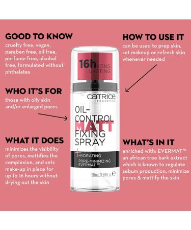 Catrice Oil Control Matt Fixing Spray | Minimizes Pores, Sets Makeup 18 Hours | Mattifying | Vegan & Cruelty Free - Buy Online on GoSupps.com