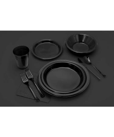 100 Count 9 Inch Round Black Disposable Plates - Exquisite Black Plastic Plates for Parties & Events - Buy Online on GoSupps.com