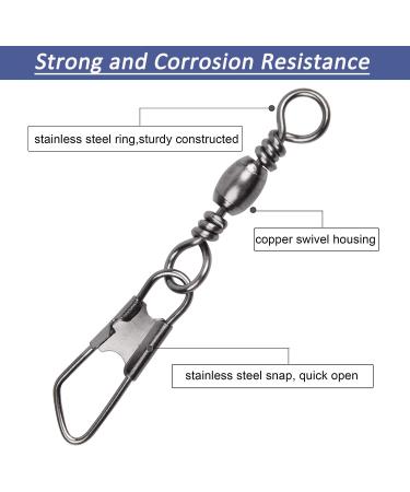 JSHANMEI Fishing Snap Swivels - High Strength Copper & Stainless Steel, Black Nickel Coated - 50pcs (#6-14#) - Buy Online on GoSupps.com
