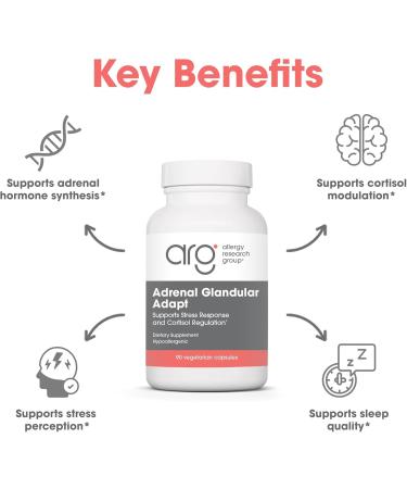 Allergy Research Group - Adrenal Glandular Adapt - Supports Healthy Stress Response and Cortisol Regulation - Hypoallergenic - 90 Vegetarian Capsules - Buy Online on GoSupps.com