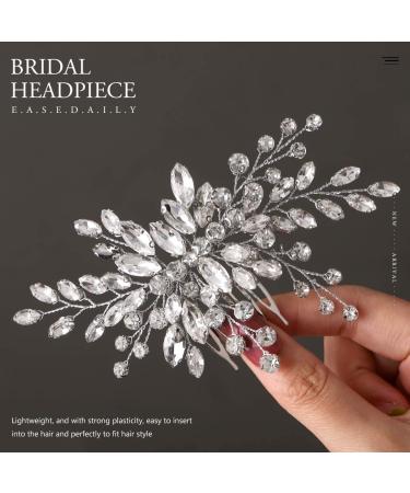 Easedaily Silver Crystal Wedding Hair Comb - Bridal Rhinestone Headpiece for Women and Girls - Buy Online on GoSupps.com