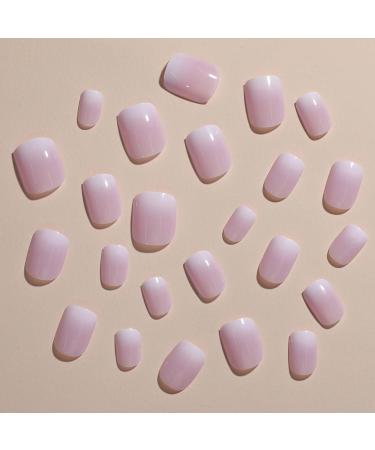 Square Press on Nails Short 24Pcs Pink Gradient False Nails Pink White Fake Nails with Glue Full Cover Stick on Nails for Women Girls DIY Nails Square Gradient - Buy Online on GoSupps.com