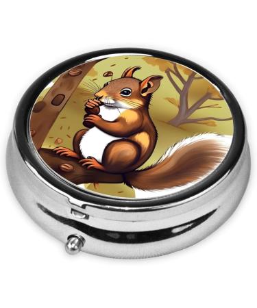 Nut-Eating Squirrel Pill Box - Portable 3-Compartment Organizer for Travel & Daily Use - Buy Online on GoSupps.com