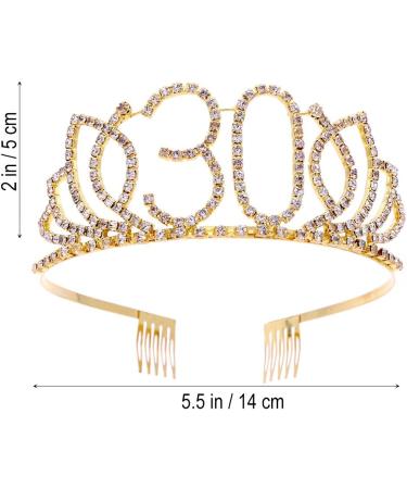 Frcolor Birthday Tiara Rhinestone 30th Birthday Crowns Happy 30th Birthday (Gold) - Buy Online on GoSupps.com