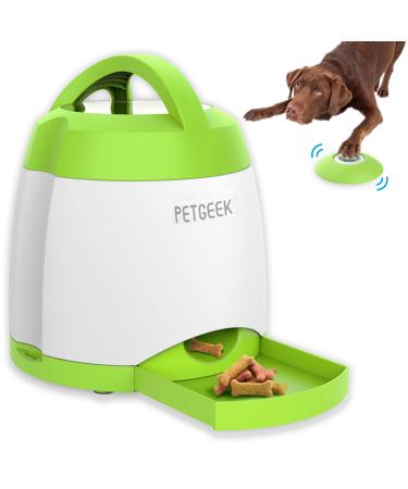 PETGEEK Automatic Dog Feeder Toy, Interactive Cat Dog Puzzle Toys Treat Dispensing, Electronic Dog Food Dispenser with Remote Control, Safe ABS Material Pet Toy for All Breeds of Dogs Cat IQ Training Dog Feeder Toy Green Color