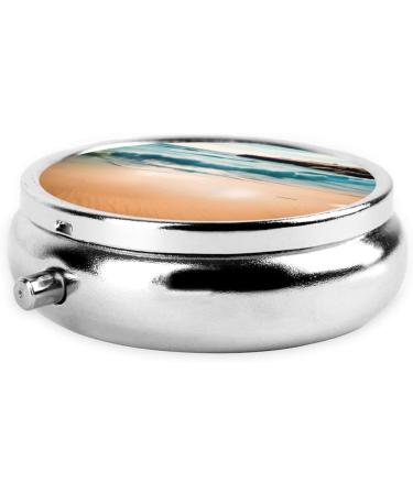 Beach Scenery Round Pill Box | 3-Compartment Travel Organizer for Purse & Pocket - Buy Online on GoSupps.com