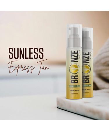 Bronze Cactus Express Self Tan Mousse with Hyaluronic Acid - 6.7 fl. oz - Face & Body Bronzer for Sunkissed Glow - Buy Online on GoSupps.com
