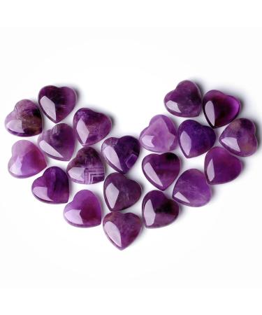 Xiannvxi 15pcs amethyst crystals heart stones love palm bag bag stone natural gemstones reiki crystal stones for healing meditation a-amethyst