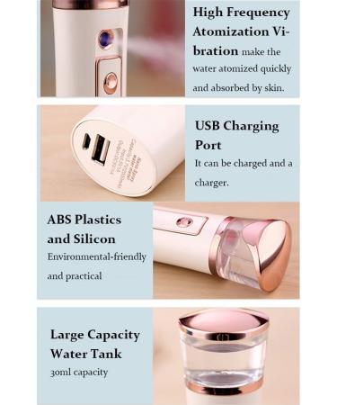 Aolyty Nano Facial Sprayer Portable Steamer Cool Mist Moisturizing and Hydrating Humidifier for Skin Care SPA USB Charger with Power Bank (Pearl Pink) - Buy Online on GoSupps.com