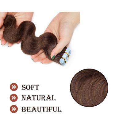Real Hair Tape Extensions - 20pcs Wavy 50g 50cm Remy #04 Medium Brown & Chocolate Brown - Buy Online on GoSupps.com