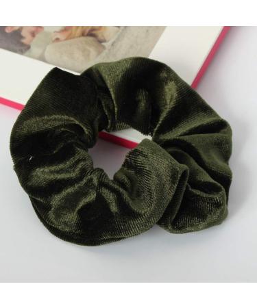 JUSTFOX XXL Velour Velvet Hair Tie Ponytail Holder - Green Scrunchie for All Hair Types - International Shipping Available - Buy Online on GoSupps.com