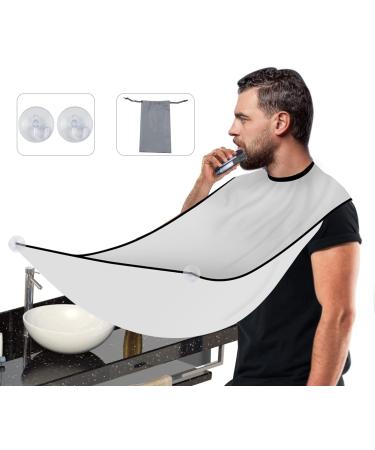  Father's Day Gift Beard Apron- Cape Beard Trimming Bib for Men Shaving & Hair Catcher, The Waterproof Non-Stick Beard Catcher is a Great Gift for Men's Home Beauty - White