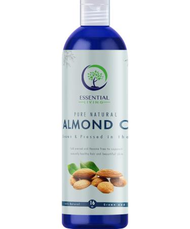 Essential Living: Sweet Almond Oil - Pure Carrier Oil for All-Natural Skin Care Moisturizer Makeup Remover Oil Cleansing and More - 16OZ - Cold Pressed - No Hexane - Made in the USA