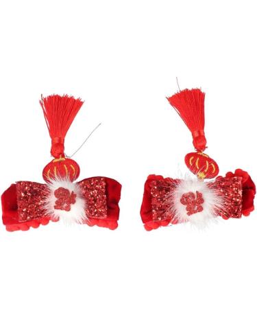 Leadigol Chinese Style Hair Clips Chinese New Year Bowknot Hair Clips Red Plush Ball Tassel Hairpin Barrettes Hair Side Clip for Girls Women Spring Festival Hair Accessories - Buy Online on GoSupps.com