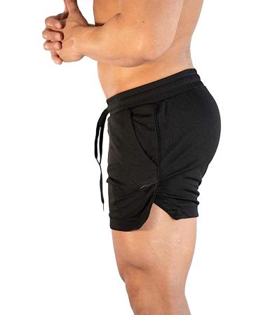 CEHT Men's Quick Dry Gym Shorts with Pockets - Black, Medium - Buy Online on GoSupps.com