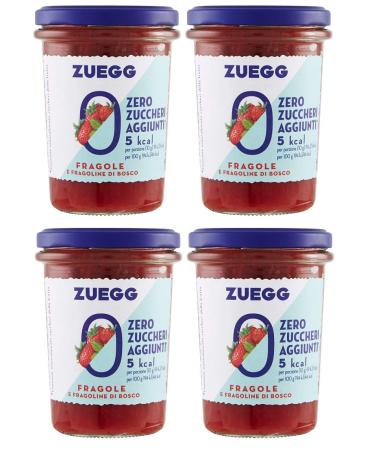 Italian Gourmet E.R. Zuegg Strawberries and Wild Strawberries Strawberry Jam Set of 4 No Added Sugar No Preservatives 220 g Jar + Gourmet Italian Tomato Pulp Box 400 g