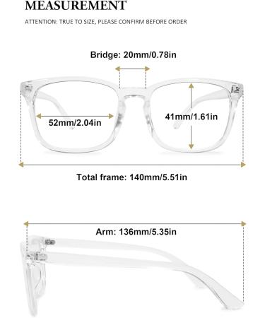 Shop LANOMI Rectangle Reading Glasses - Women's & Men's Blue Light Blocking Eyeglasses with Transparent Frames - Buy Online on GoSupps.com