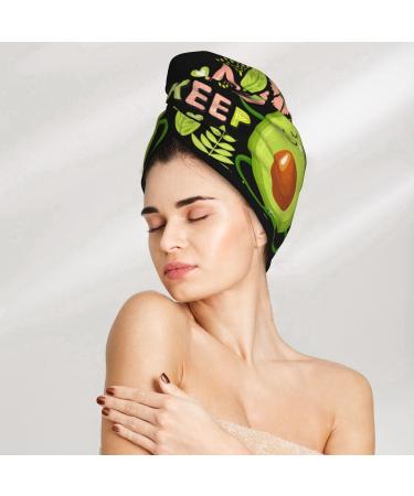 Avocado Keep Calm Microfiber Hair Towel - Super Absorbent Coral Velvet Wrap for Long & Curly Hair | Quick Dry Towel for Women - Buy Online on GoSupps.com