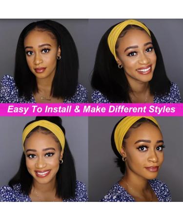 Kinky Straight Headband Wig for Black Women - 14 Synthetic Yaki Straight None Lace Front Wigs - Buy Online on GoSupps.com