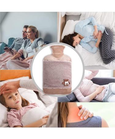 Khaki 1.8L Large Rubber Hot Water Bottle with Cover for Menstrual Cramps & Pain Relief - Hot Water Bottle for Neck, Shoulder, Back, Stomach, Hands & Feet - Buy Online on GoSupps.com