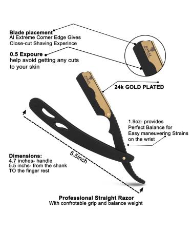 Premium Straight Razor for Precision Shaving - Stainless Steel Blade 1 Count Black - International Shipping Available - Buy Online on GoSupps.com