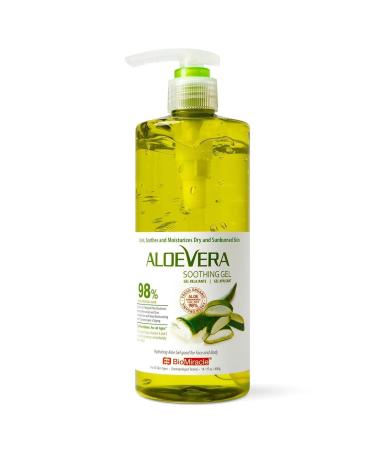 BioMiracle Aloe Vera Soothing Gel 1 Pump Bottle with 9 Natural Plant Extracts for Deep Hydration 14.1 Fl Oz (Pack of 1) Pump 14.1 fl oz