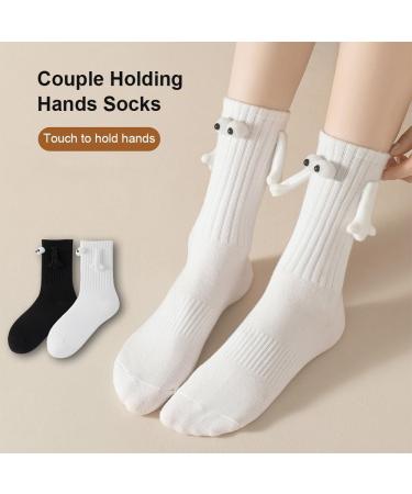 Magnetic Hand Socks Couple Holding Hands Mid-Tube Doll Socks - 4 Pcs Black - Buy Online on GoSupps.com