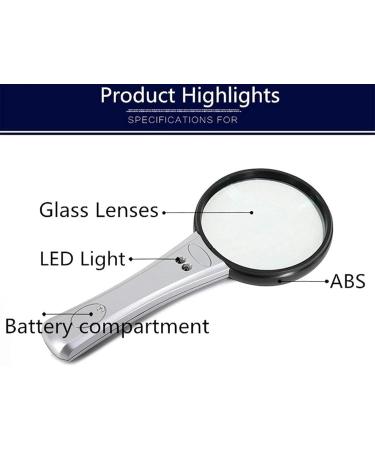 Portable Magnifier Dual HD Lens 3X 6X Amplification 2 LED Lamp Handheld Reading Magnifier 90mm Magnifier Full of Stars - Buy Online on GoSupps.com