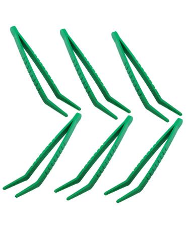 ULTECHNOVO 6pcs Collection Tweezers Kids Tweezers Plastic Tweezers Craft for Kids Tweezers for Wig Plucking Kids Tweezers for Science Reptile Feeding Tongs Tweezers for Children Green 2 Medium