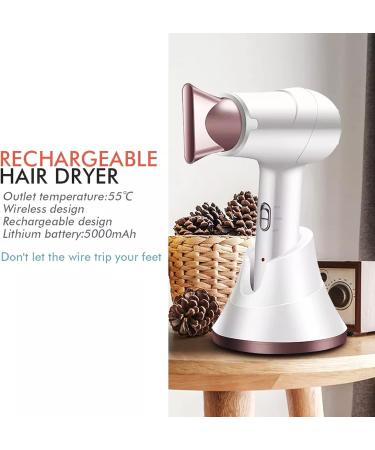 Portable Cordless Blow Hair Dryer 2 Files 300W Rechargeable Blow Dryer w/Hot & Cold Wind & Quick Charging Base for Art Painting Home Outdoor Travel Tool - Buy Online on GoSupps.com